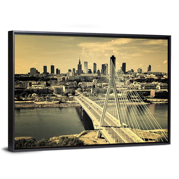 Warsaw Bridge Canvas Wall Art-5 Horizontal-Gallery Wrap-22" x 12"-Tiaracle