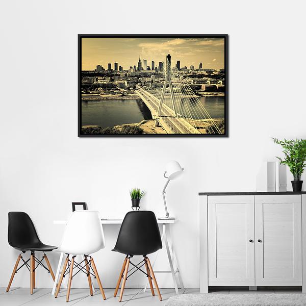 Warsaw Bridge Canvas Wall Art-5 Horizontal-Gallery Wrap-22" x 12"-Tiaracle