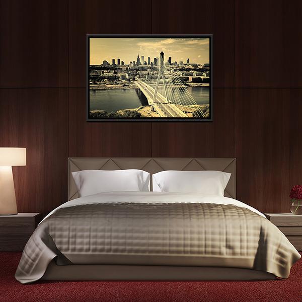 Warsaw Bridge Canvas Wall Art-5 Horizontal-Gallery Wrap-22" x 12"-Tiaracle