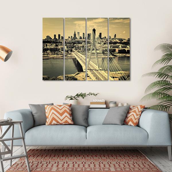 Warsaw Bridge Canvas Wall Art-4 Horizontal-Gallery Wrap-34" x 24"-Tiaracle