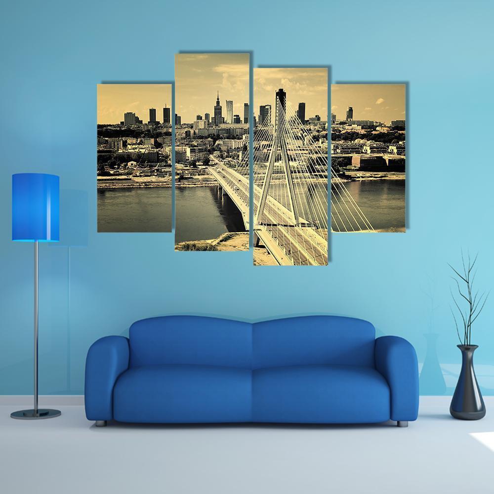 Warsaw Bridge Canvas Wall Art-4 Pop-Gallery Wrap-50" x 32"-Tiaracle