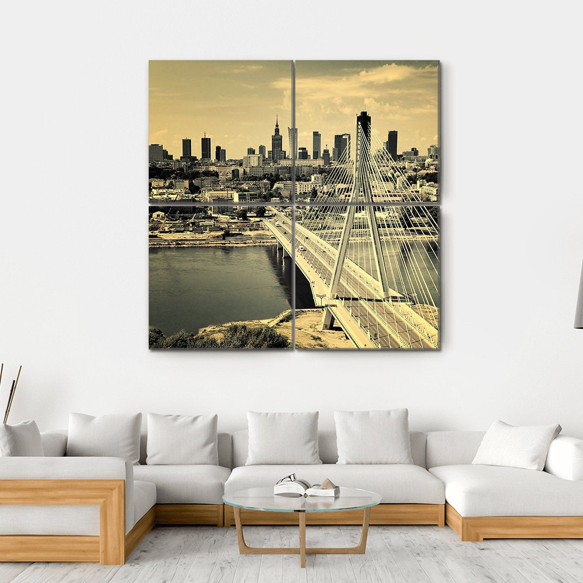 Warsaw Bridge Canvas Wall Art-4 Square-Gallery Wrap-17" x 17"-Tiaracle
