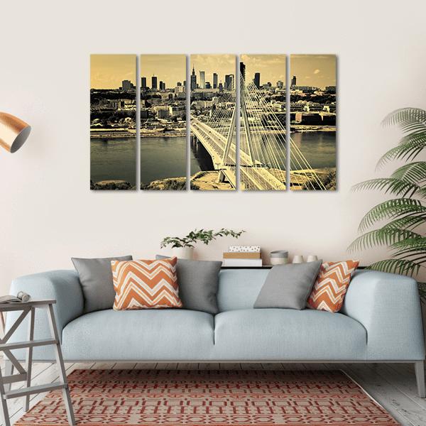 Warsaw Bridge Canvas Wall Art-5 Horizontal-Gallery Wrap-22" x 12"-Tiaracle
