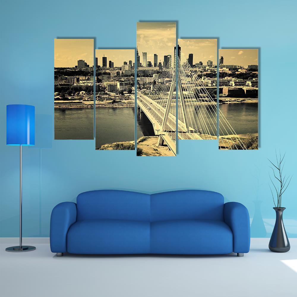 Warsaw Bridge Canvas Wall Art-5 Pop-Gallery Wrap-47" x 32"-Tiaracle