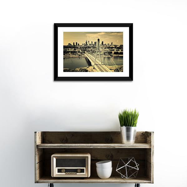 Warsaw Bridge Canvas Wall Art-1 Piece-Framed Print-20" x 16"-Tiaracle