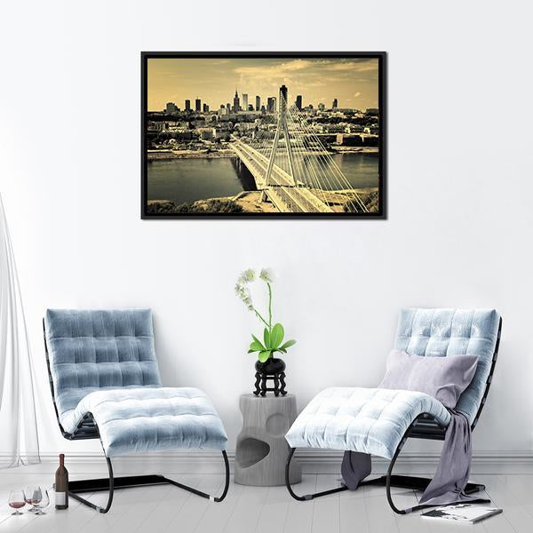 Warsaw Bridge Canvas Wall Art-3 Horizontal-Gallery Wrap-25" x 16"-Tiaracle