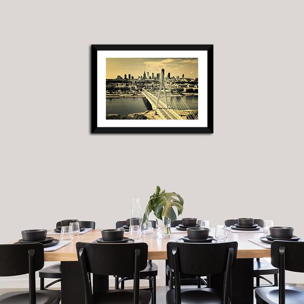 Warsaw Bridge Canvas Wall Art-3 Horizontal-Gallery Wrap-25" x 16"-Tiaracle
