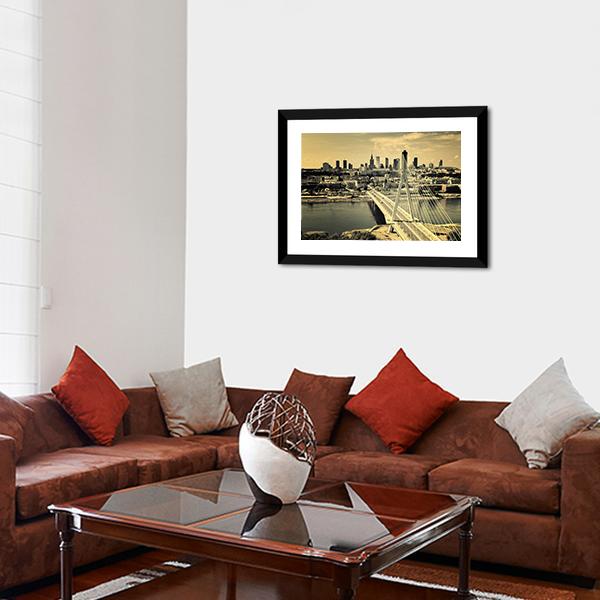 Warsaw Bridge Canvas Wall Art-3 Horizontal-Gallery Wrap-25" x 16"-Tiaracle