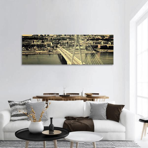 Warsaw Bridge Panoramic Canvas Wall Art-3 Piece-25" x 08"-Tiaracle