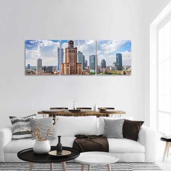Warsaw Cityscape Panoramic Canvas Wall Art-3 Piece-25" x 08"-Tiaracle
