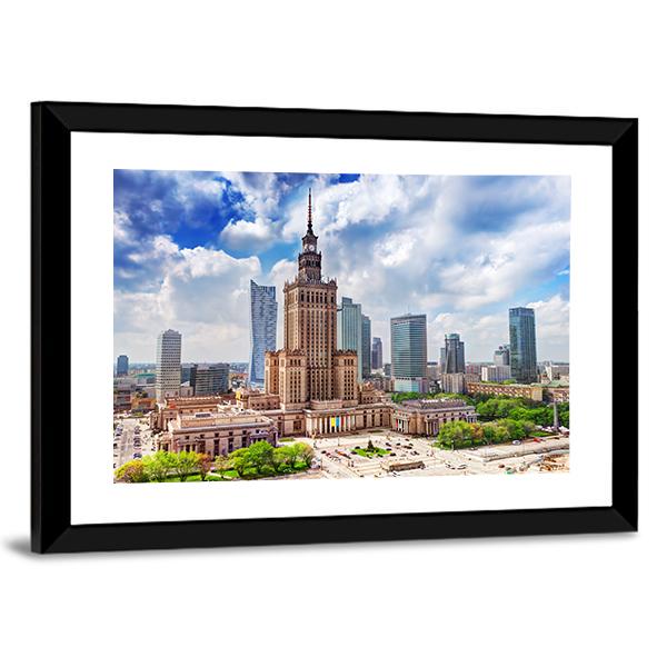 Warsaw Cityscape Panoramic Canvas Wall Art-1 Piece-36" x 12"-Tiaracle