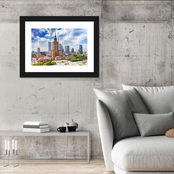 Warsaw Cityscape Panoramic Canvas Wall Art-1 Piece-36" x 12"-Tiaracle