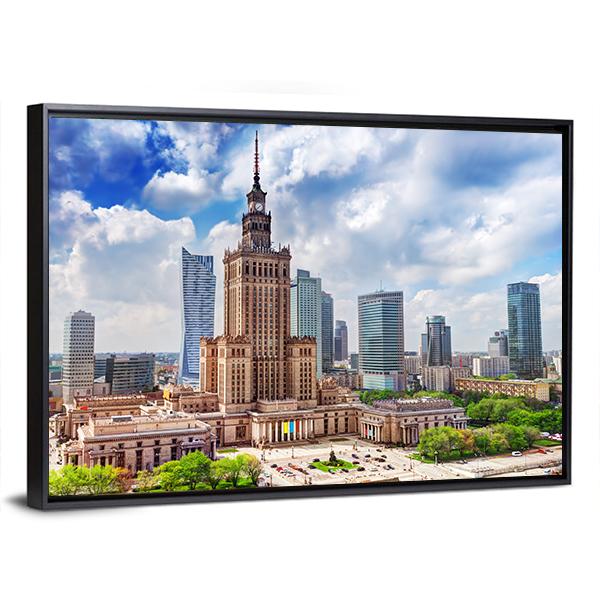 Warsaw Cityscape Panoramic Canvas Wall Art-1 Piece-36" x 12"-Tiaracle