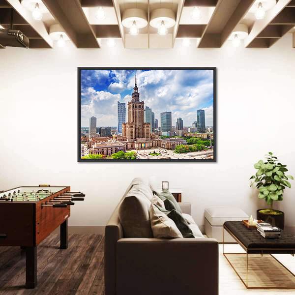 Warsaw Cityscape Panoramic Canvas Wall Art-1 Piece-36" x 12"-Tiaracle
