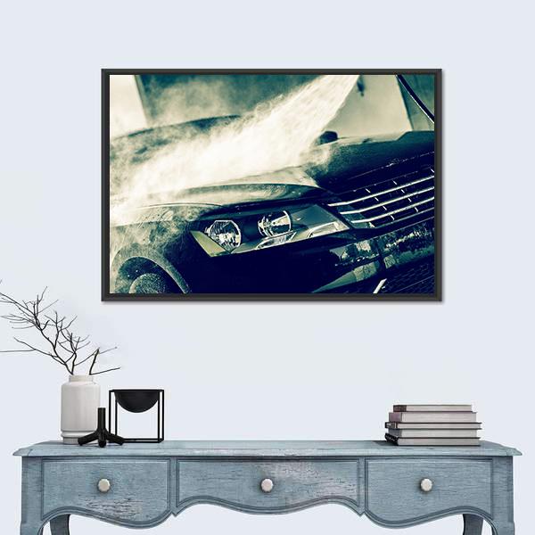 Washing Modern Car By High Pressure Water Canvas Wall Art-1 Piece-Floating Frame-24" x 16"-Tiaracle
