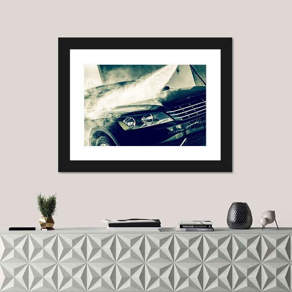 Washing Modern Car By High Pressure Water Canvas Wall Art-1 Piece-Framed Print-20" x 16"-Tiaracle