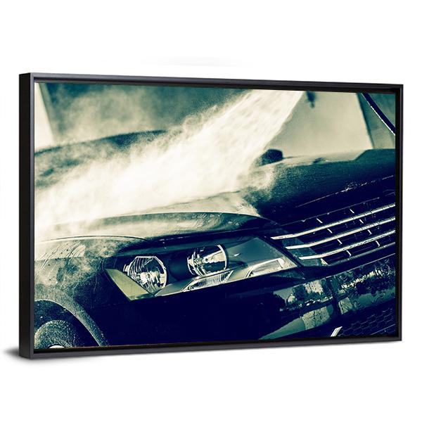 Washing Modern Car By High Pressure Water Canvas Wall Art-3 Horizontal-Gallery Wrap-25" x 16"-Tiaracle