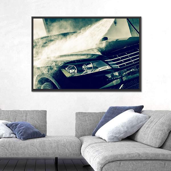 Washing Modern Car By High Pressure Water Canvas Wall Art-3 Horizontal-Gallery Wrap-25" x 16"-Tiaracle