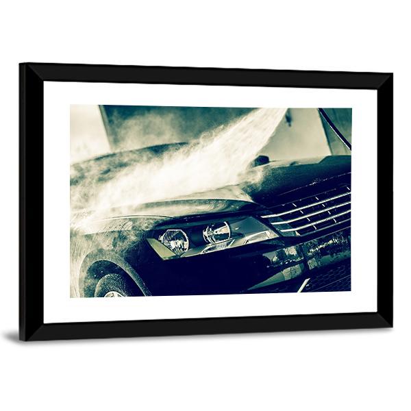 Washing Modern Car By High Pressure Water Canvas Wall Art-3 Horizontal-Gallery Wrap-25" x 16"-Tiaracle