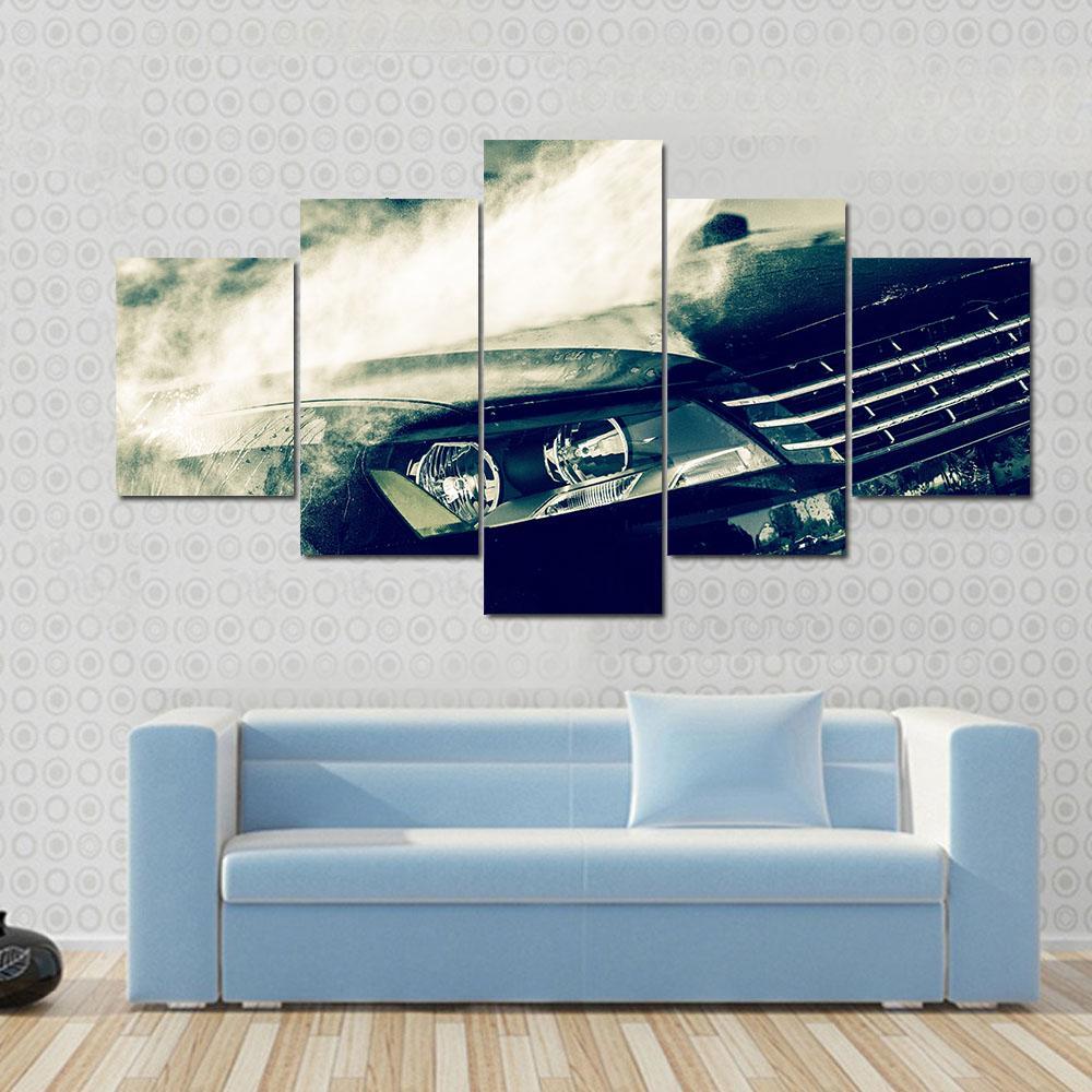 Washing Modern Car By High Pressure Water Canvas Wall Art-5 Star-Gallery Wrap-62" x 32"-Tiaracle