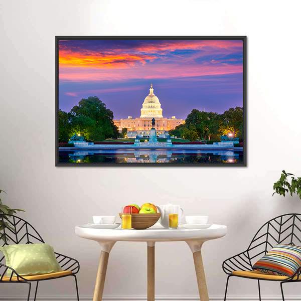 Washington DC Canvas Wall Art-1 Piece-Floating Frame-24" x 16"-Tiaracle