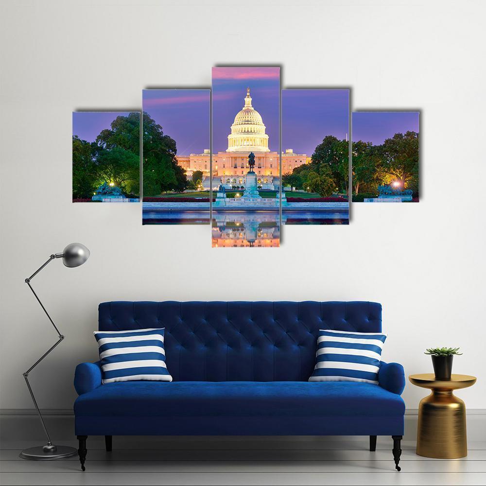 Washington DC Canvas Wall Art-5 Star-Gallery Wrap-62" x 32"-Tiaracle