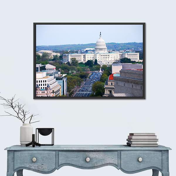 Washington DC View Canvas Wall Art-1 Piece-Floating Frame-24" x 16"-Tiaracle