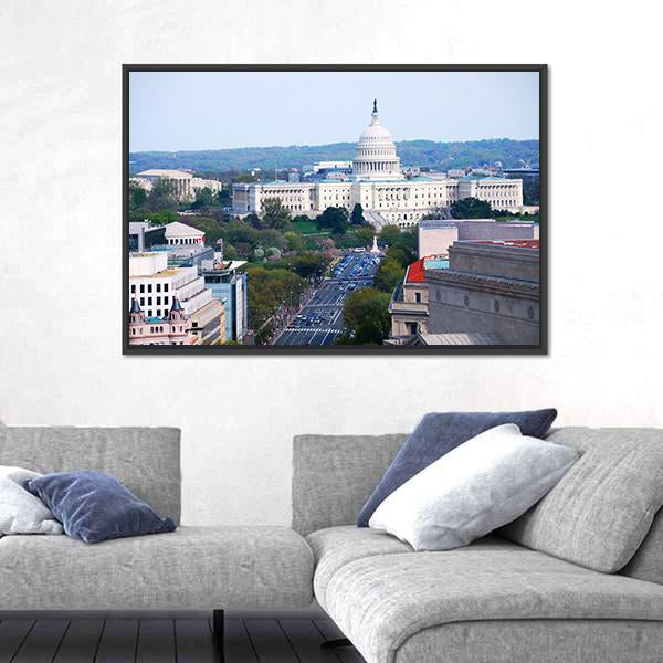 Washington DC View Canvas Wall Art-3 Horizontal-Gallery Wrap-25" x 16"-Tiaracle