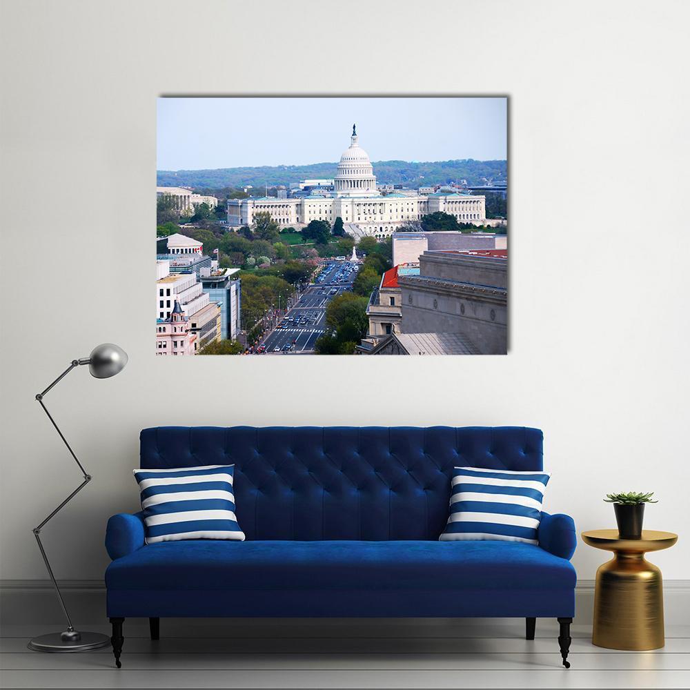 Washington DC View Canvas Wall Art-1 Piece-Gallery Wrap-36" x 24"-Tiaracle