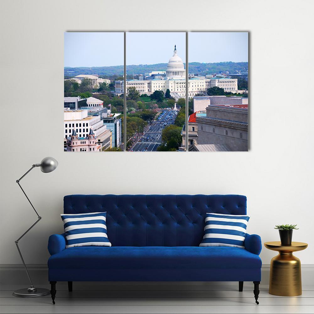 Washington DC View Canvas Wall Art-3 Horizontal-Gallery Wrap-37" x 24"-Tiaracle