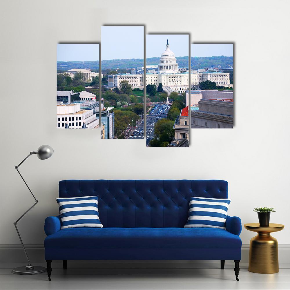 Washington DC View Canvas Wall Art-4 Pop-Gallery Wrap-50" x 32"-Tiaracle