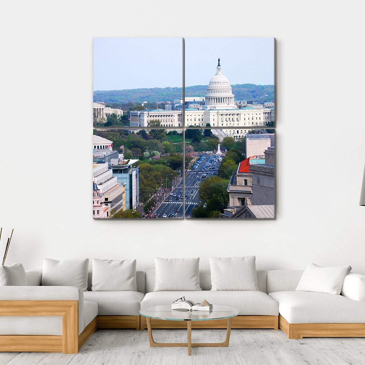 Washington DC View Canvas Wall Art-4 Square-Gallery Wrap-17" x 17"-Tiaracle