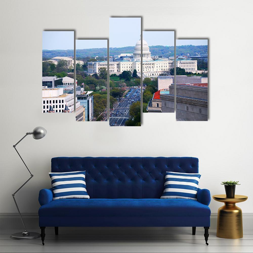 Washington DC View Canvas Wall Art-5 Pop-Gallery Wrap-47" x 32"-Tiaracle