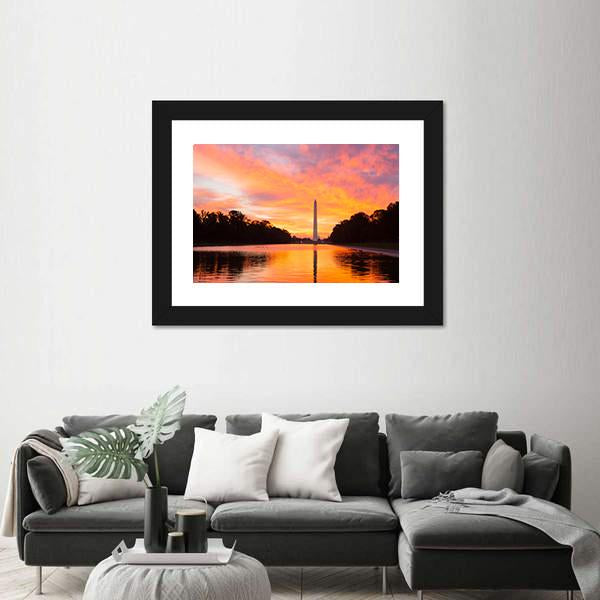 Washington Monument At Sunrise Canvas Wall Art-5 Horizontal-Gallery Wrap-22" x 12"-Tiaracle
