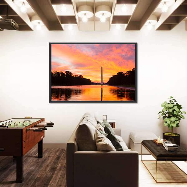 Washington Monument At Sunrise Canvas Wall Art-5 Horizontal-Gallery Wrap-22" x 12"-Tiaracle