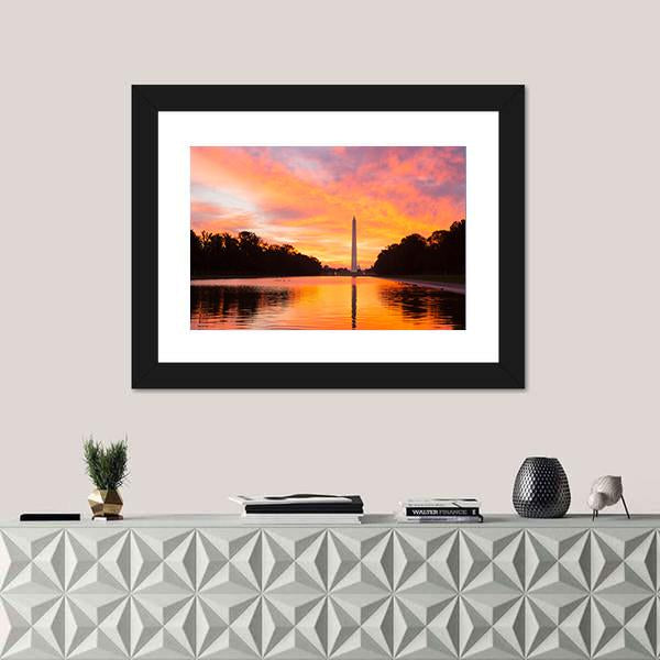Washington Monument At Sunrise Canvas Wall Art-5 Horizontal-Gallery Wrap-22" x 12"-Tiaracle