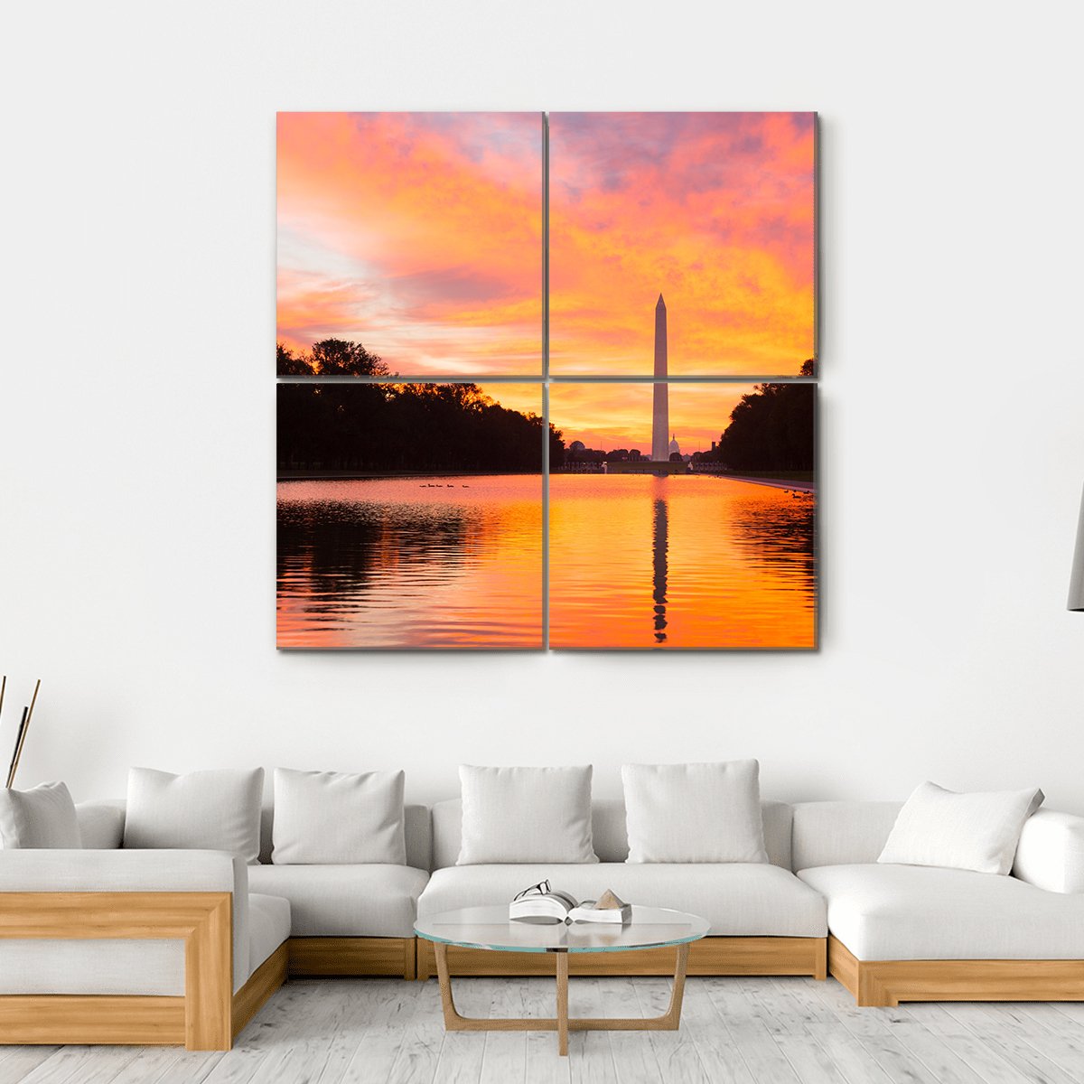 Washington Monument At Sunrise Canvas Wall Art-4 Square-Gallery Wrap-17" x 17"-Tiaracle