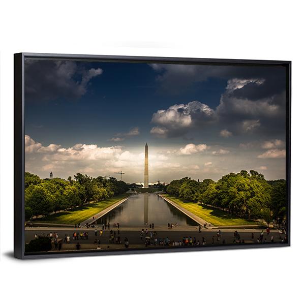 Washington Monument With The Mirror Lake Canvas Wall Art-3 Horizontal-Gallery Wrap-25" x 16"-Tiaracle