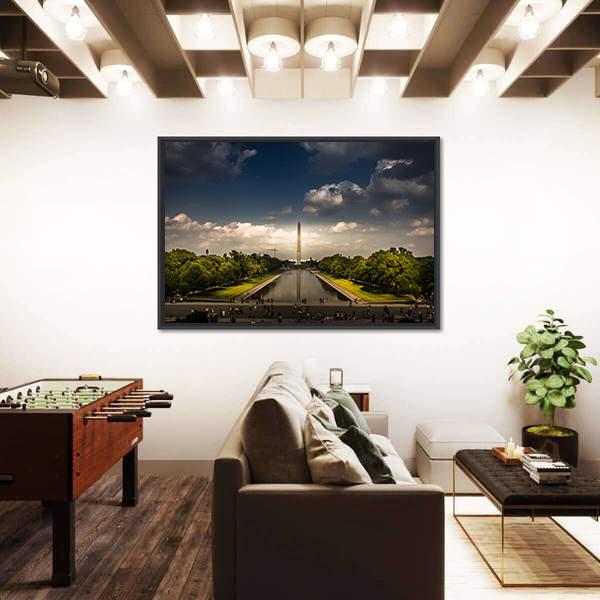 Washington Monument With The Mirror Lake Canvas Wall Art-3 Horizontal-Gallery Wrap-25" x 16"-Tiaracle