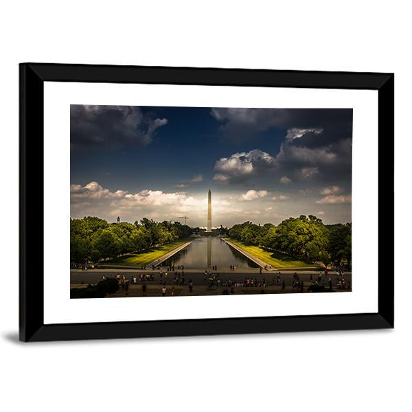 Washington Monument With The Mirror Lake Canvas Wall Art-3 Horizontal-Gallery Wrap-25" x 16"-Tiaracle