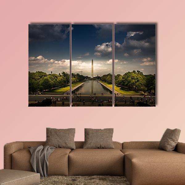 Washington Monument With The Mirror Lake Canvas Wall Art-3 Horizontal-Gallery Wrap-37" x 24"-Tiaracle
