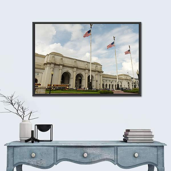 Washington Union Station Canvas Wall Art-1 Piece-Floating Frame-24" x 16"-Tiaracle
