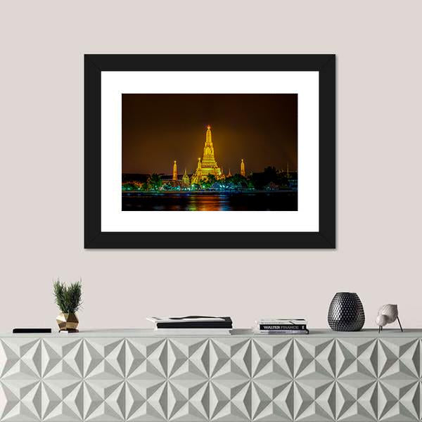 Wat Arun Ratchawararam Temple Bangkok Canvas Wall Art-1 Piece-Framed Print-20" x 16"-Tiaracle