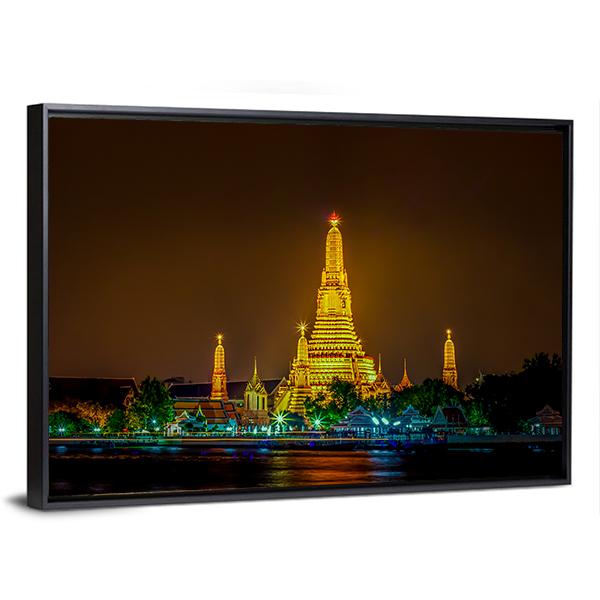 Wat Arun Ratchawararam Temple Bangkok Canvas Wall Art-3 Horizontal-Gallery Wrap-25" x 16"-Tiaracle