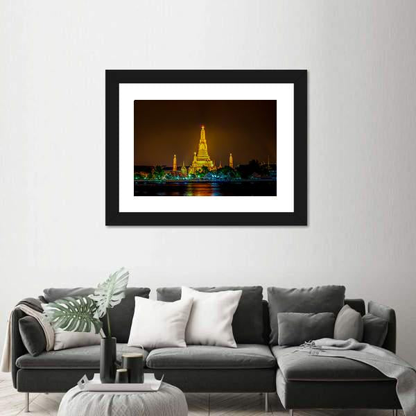 Wat Arun Ratchawararam Temple Bangkok Canvas Wall Art-3 Horizontal-Gallery Wrap-25" x 16"-Tiaracle