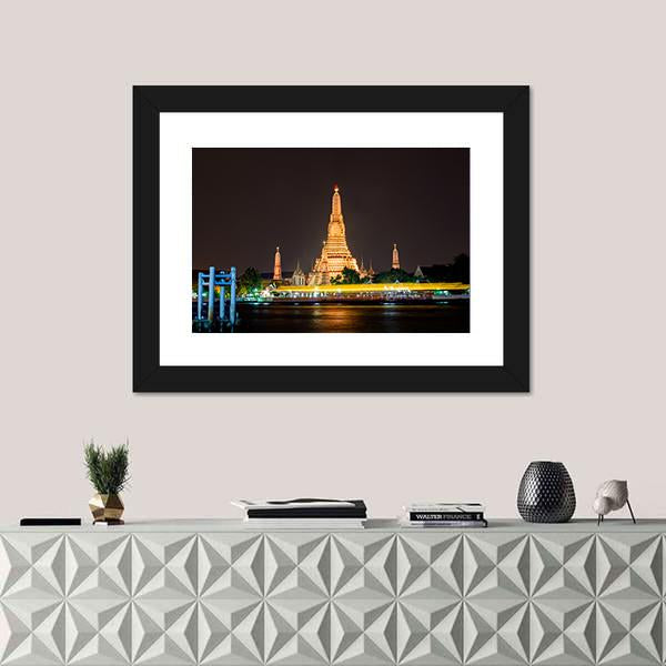 Wat Arun Ratchawararam Temple Canvas Wall Art-1 Piece-Framed Print-20" x 16"-Tiaracle