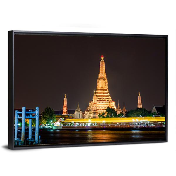 Wat Arun Ratchawararam Temple Canvas Wall Art-3 Horizontal-Gallery Wrap-25" x 16"-Tiaracle