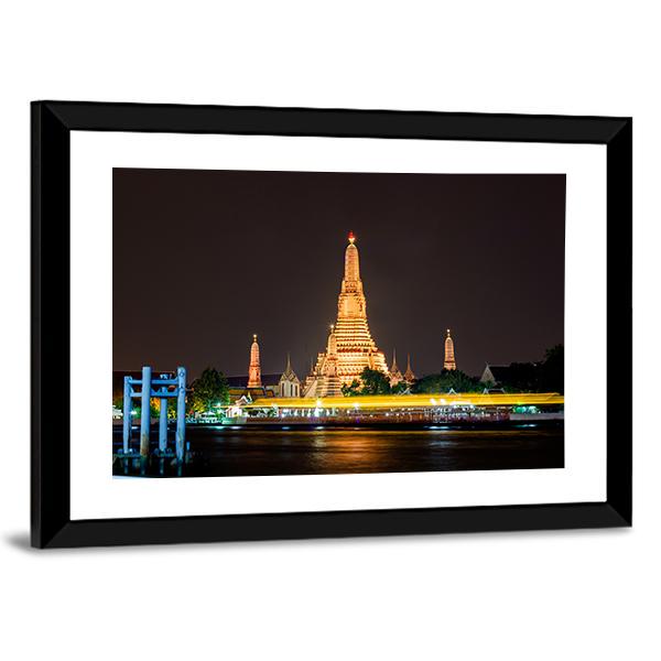 Wat Arun Ratchawararam Temple Canvas Wall Art-3 Horizontal-Gallery Wrap-25" x 16"-Tiaracle