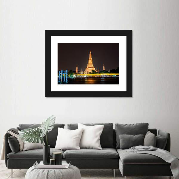 Wat Arun Ratchawararam Temple Canvas Wall Art-3 Horizontal-Gallery Wrap-25" x 16"-Tiaracle