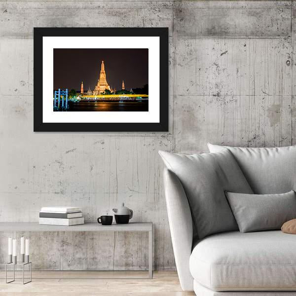 Wat Arun Ratchawararam Temple Canvas Wall Art-3 Horizontal-Gallery Wrap-25" x 16"-Tiaracle